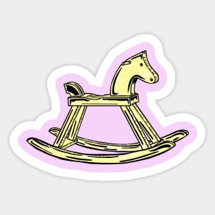 Yellow Rocking Horse With Pink Background Sticker